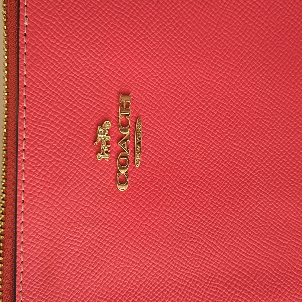 Coach Crossgrain Leather Zip‑Top Tote Bag (Style 4454) in Pink Ruby. - Picture 8 of 13
